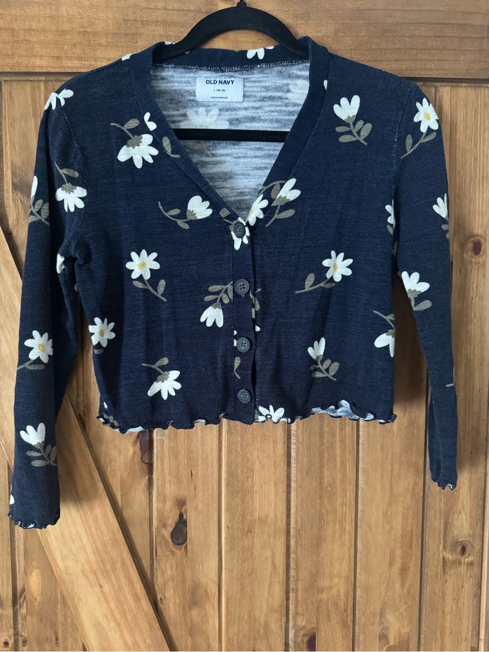 Old Navy Navy Floral Button-Up Cardigan